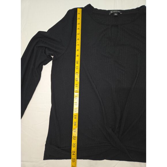 INC Tie Knot Keyhole Blouse Women XL Black Long Sleeve - Picture 5 of 7